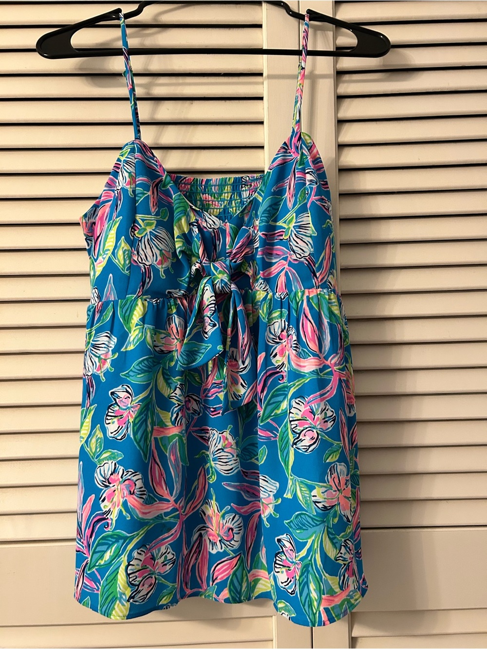 Lilly Pulitzer cadi camiTurquoise Floral Tie-Front Spaghetti Tank
